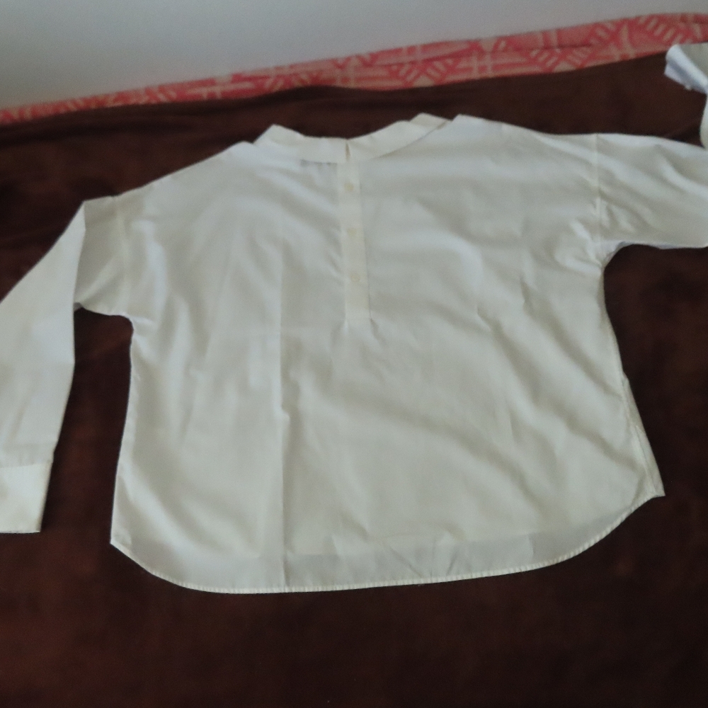 Figaret Paris Womens White Cotton Long Sleeve Button Front Blouse Top Size 44